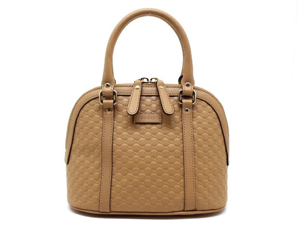 Gucci Microguccissima Shoulder Bag Brown Beige Cream Leather